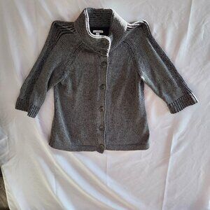 Croft & Barrow Gray Marled Knit Button-Up Cardigan Sweater | Size L | Shawl Neck